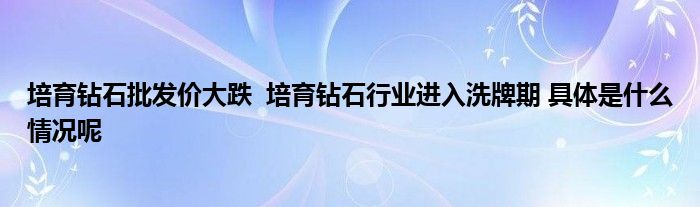 ob体育培养钻石批发价大跌 培养钻石行业进入洗牌期 整体是什么情状呢(图1)